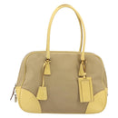 PRADA Hand Bag Canvas Beige Silver Auth ka5146A-13