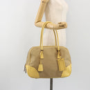 PRADA Hand Bag Canvas Beige Silver Auth ka5146A-27