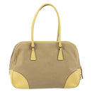 PRADA Hand Bag Canvas Beige Silver Auth ka5146A-2