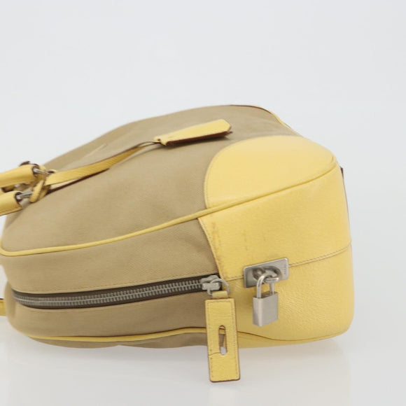 PRADA Hand Bag Canvas Beige Silver Auth ka5146A