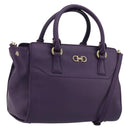 Salvatore Ferragamo Gancini Hand Bag Leather 2way Purple Gold Auth ka5151A-1
