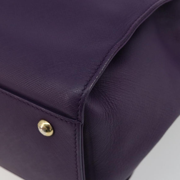 Salvatore Ferragamo Gancini Hand Bag Leather 2way Purple Gold Auth ka5151A
