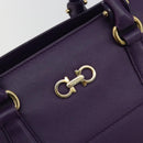 Salvatore Ferragamo Gancini Hand Bag Leather 2way Purple Gold Auth ka5151A-18