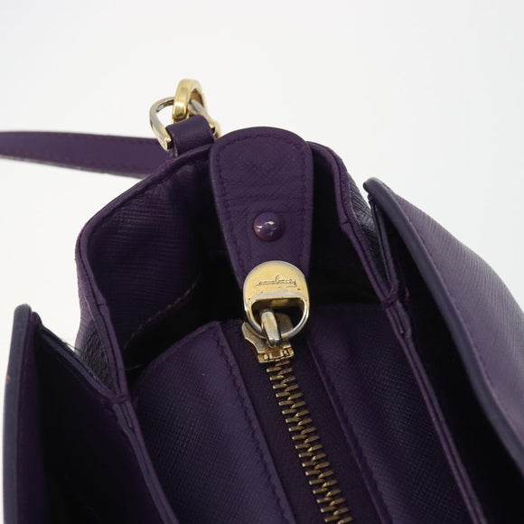 Salvatore Ferragamo Gancini Hand Bag Leather 2way Purple Gold Auth ka5151A