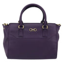 Salvatore Ferragamo Gancini Hand Bag Leather 2way Purple Gold Auth ka5151A-13
