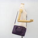 Salvatore Ferragamo Gancini Hand Bag Leather 2way Purple Gold Auth ka5151A-26