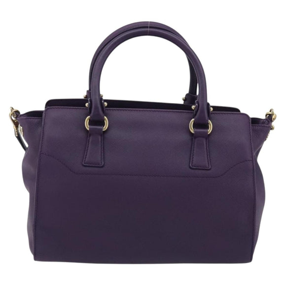 Salvatore Ferragamo Gancini Hand Bag Leather 2way Purple Gold Auth ka5151A