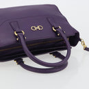 Salvatore Ferragamo Gancini Hand Bag Leather 2way Purple Gold Auth ka5151A-7