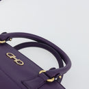 Salvatore Ferragamo Gancini Hand Bag Leather 2way Purple Gold Auth ka5151A-8