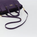 Salvatore Ferragamo Gancini Hand Bag Leather 2way Purple Gold Auth ka5151A-9