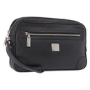 CELINE Clutch Bag Leather Black Silver Auth ka5153-1