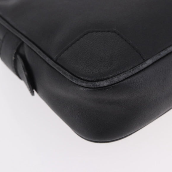 CELINE Clutch Bag Leather Black Silver Auth ka5153