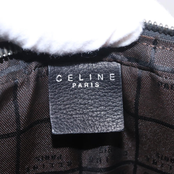 CELINE Clutch Bag Leather Black Silver Auth ka5153