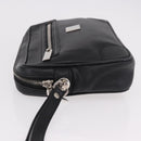 CELINE Clutch Bag Leather Black Silver Auth ka5153-4