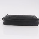 CELINE Clutch Bag Leather Black Silver Auth ka5153-5