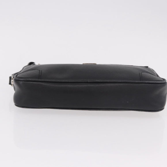 CELINE Clutch Bag Leather Black Silver Auth ka5153