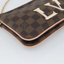 LOUIS VUITTON Damier Ebene Pochette Double Zip Shoulder Bag N60254 Auth ka5157-14