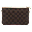 LOUIS VUITTON Damier Ebene Pochette Double Zip Shoulder Bag N60254 Auth ka5157-2