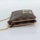 LOUIS VUITTON Damier Ebene Pochette Double Zip Shoulder Bag N60254 Auth ka5157-3