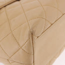 CHANEL Matelasse Hand Bag Lamb Skin Beige Gold CC Auth ka5163V-16