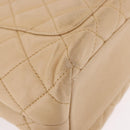 CHANEL Matelasse Hand Bag Lamb Skin Beige Gold CC Auth ka5163V-18