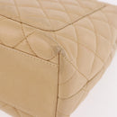 CHANEL Matelasse Hand Bag Lamb Skin Beige Gold CC Auth ka5163V-19