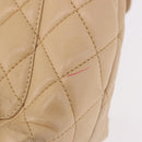 CHANEL Matelasse Hand Bag Lamb Skin Beige Gold CC Auth ka5163V-8
