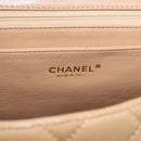 CHANEL Matelasse Hand Bag Lamb Skin Beige Gold CC Auth ka5163V-22