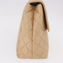 CHANEL Matelasse Hand Bag Lamb Skin Beige Gold CC Auth ka5163V-4