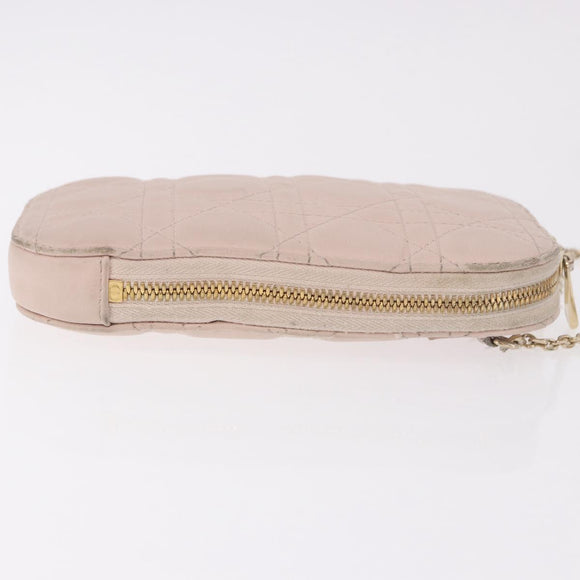 Christian Dior Chain Shoulder Bag Leather Pink Gold Auth ka5167