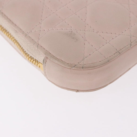Christian Dior Chain Shoulder Bag Leather Pink Gold Auth ka5167