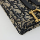 Christian Dior Trotter Chain Saddle Shoulder Bag Canvas Navy Auth ka5168V-11
