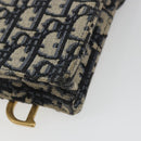 Christian Dior Trotter Chain Saddle Shoulder Bag Canvas Navy Auth ka5168V-12