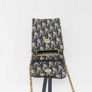 Christian Dior Trotter Chain Saddle Shoulder Bag Canvas Navy Auth ka5168V-15