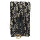 Christian Dior Trotter Chain Saddle Shoulder Bag Canvas Navy Auth ka5168V-2