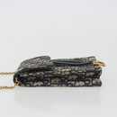 Christian Dior Trotter Chain Saddle Shoulder Bag Canvas Navy Auth ka5168V-5