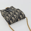 Christian Dior Trotter Chain Saddle Shoulder Bag Canvas Navy Auth ka5168V-6