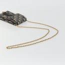 Christian Dior Trotter Chain Saddle Shoulder Bag Canvas Navy Auth ka5168V-7