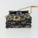 Christian Dior Trotter Chain Saddle Shoulder Bag Canvas Navy Auth ka5168V-9