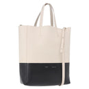 CELINE Vertical Cabas Small Hand Bag Leather 2way White Auth ka5169-1
