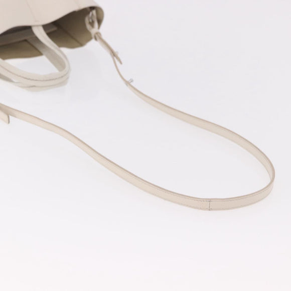 CELINE Vertical Cabas Small Hand Bag Leather 2way White Auth ka5169