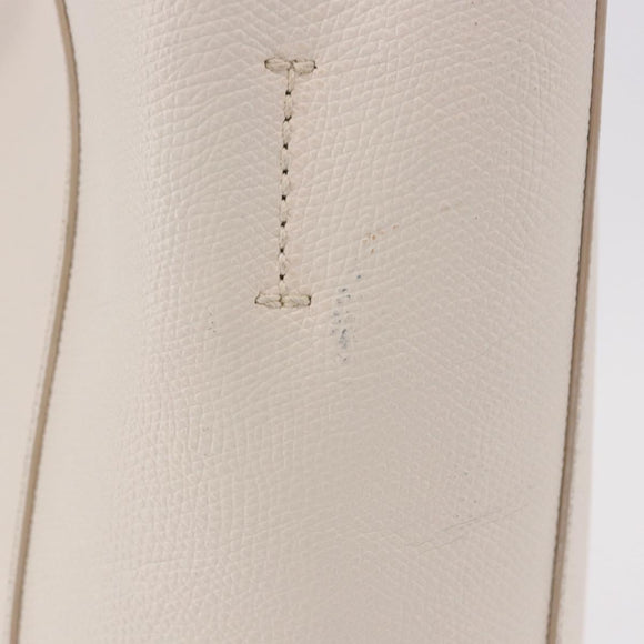 CELINE Vertical Cabas Small Hand Bag Leather 2way White Auth ka5169
