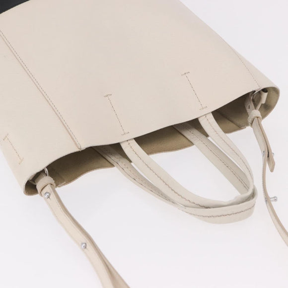 CELINE Vertical Cabas Small Hand Bag Leather 2way White Auth ka5169
