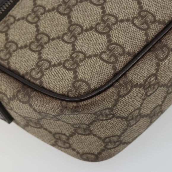 GUCCI GG Supreme Shoulder Bag PVC Leather Beige Silver 114291 Auth ka5174
