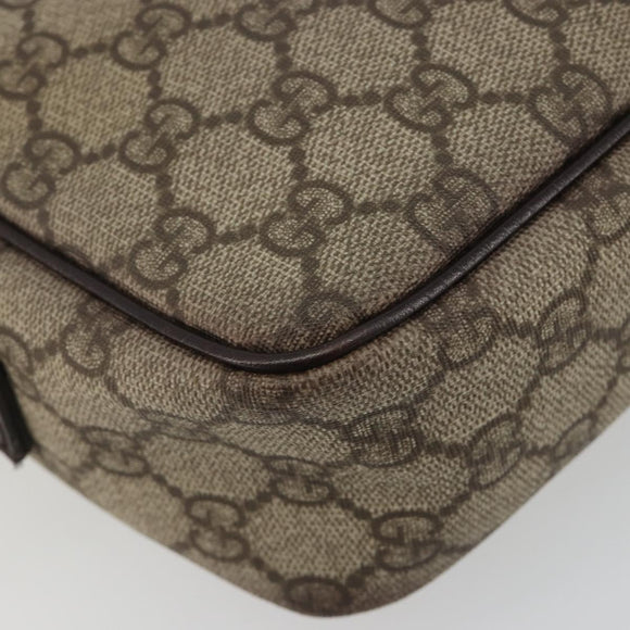 GUCCI GG Supreme Shoulder Bag PVC Leather Beige Silver 114291 Auth ka5174