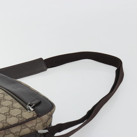 GUCCI GG Supreme Shoulder Bag PVC Leather Beige Silver 114291 Auth ka5174
