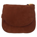 LOEWE Shoulder Bag Suede Brown Gold Auth ka5179-13