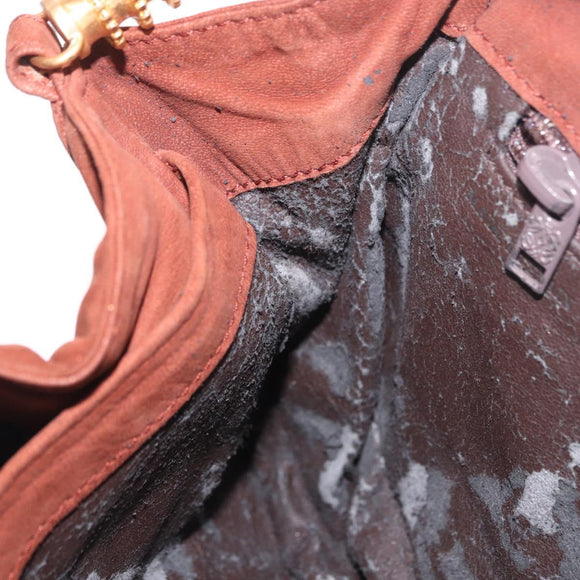LOEWE Shoulder Bag Suede Brown Gold Auth ka5179