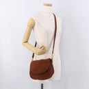 LOEWE Shoulder Bag Suede Brown Gold Auth ka5179-25
