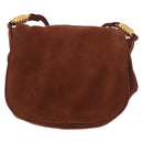 LOEWE Shoulder Bag Suede Brown Gold Auth ka5179-2